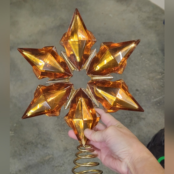 Holiday Kohls Large Jewel Star Copper Amber Christmas Tree Topper